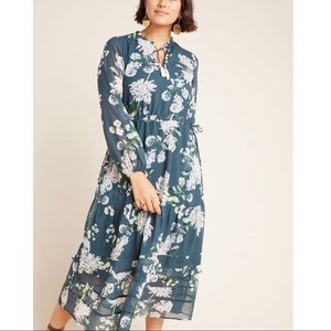 Anthropologie Dolan Left Coast Sandrine Floral Tassel Maxi Dress Size Md